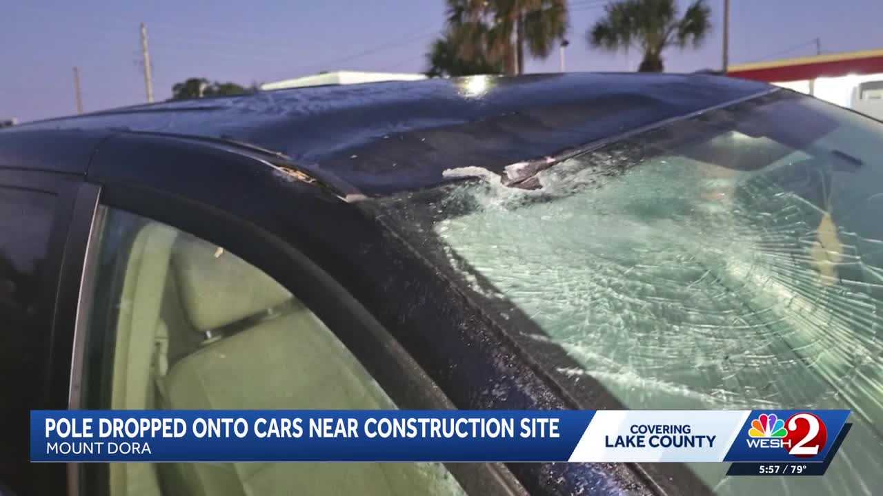 Pole falls on cars near Lake County roundabout work — WESH 2 Orlando, Houston Community news